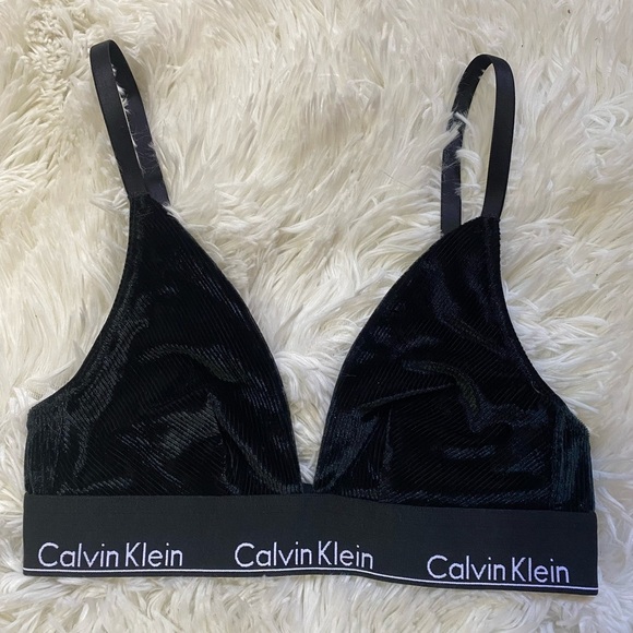 Women's Calvin Klein Modern Velvet Triangle Bra - Picture 5 of 7